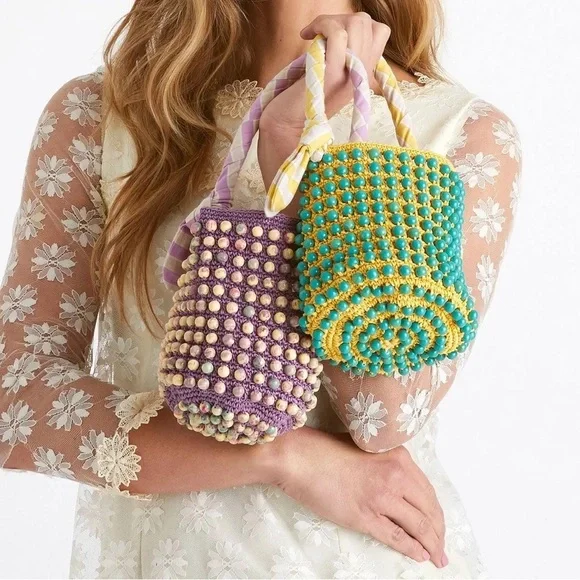 Lele Sadoughi Sunflower Beatrix Crochet Bag With Stone beaded embellishments - Picture 1 of 14